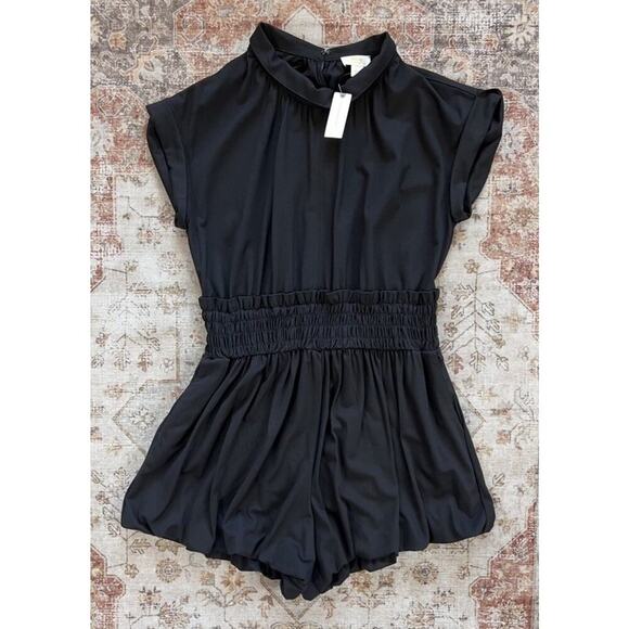 Maeve by Anthropologie Cap-Sleeve Bloomer Romper Smocked Waist Size L - Picture 2 of 7